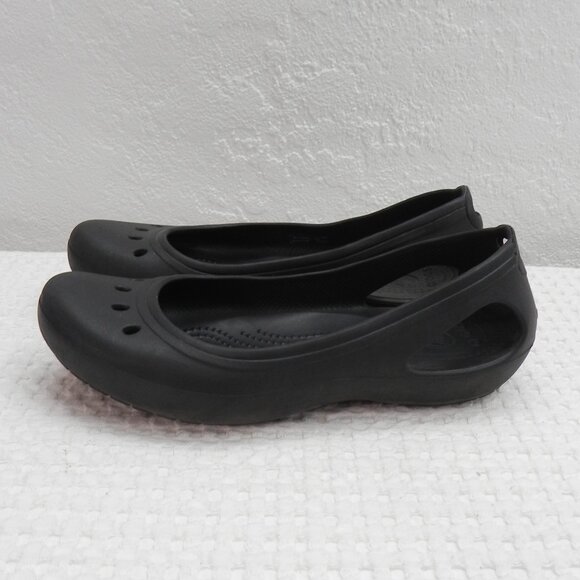 Crocs Kadee Black Ballet Flats Slip-On Round Toe Lightweight Rubber Women's Sz 9 - Picture 3 of 10